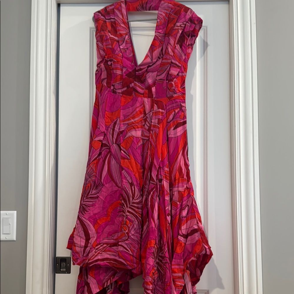 FARM Rio Pink and Red High Low Dress